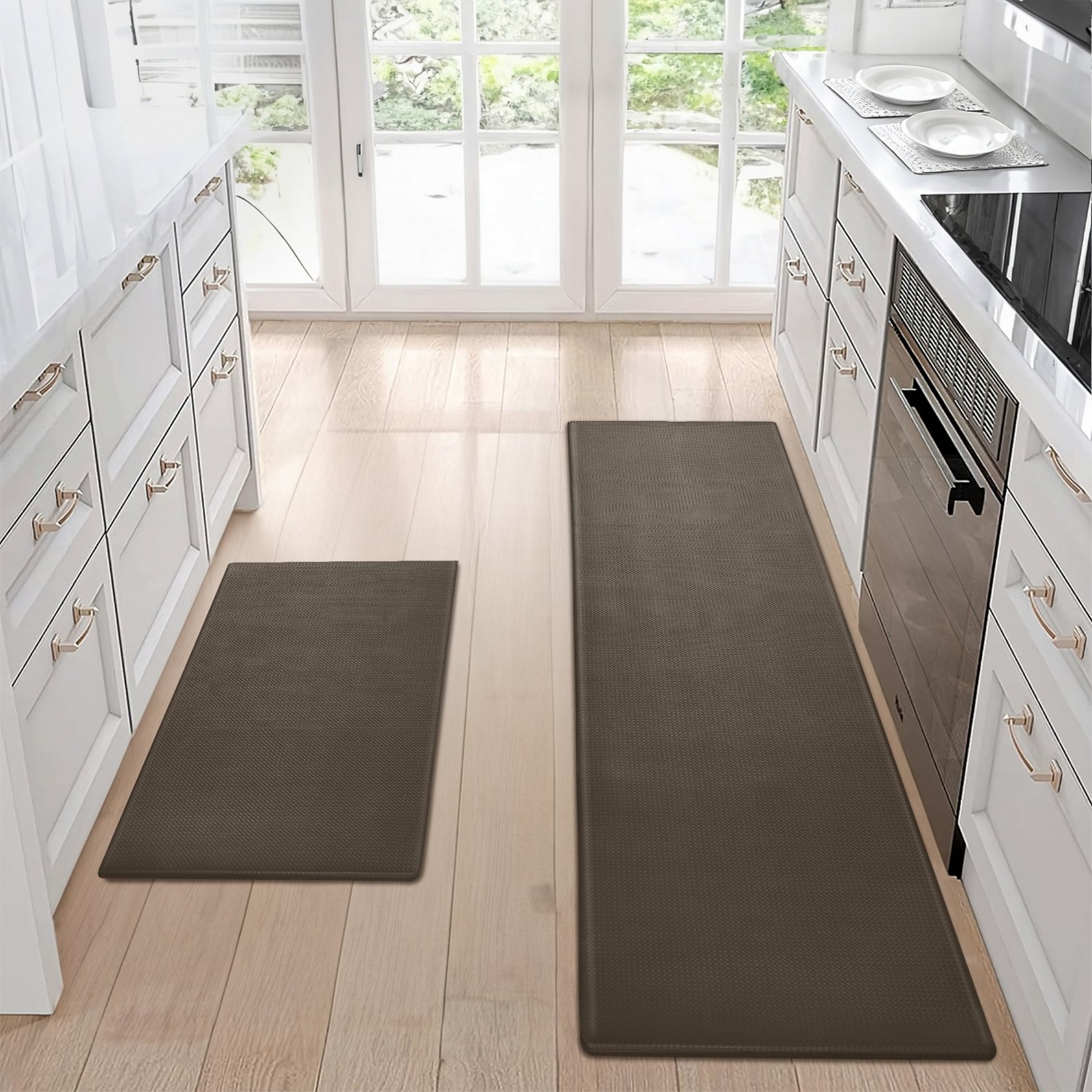 20158250-20f5-4f71-90ec-55f70067e614.jpg Kitchen Floor Mat Two-piece Set Of Non-slip, Waterproof And Easy To Scrub For Home, Kitchen - Image 1
